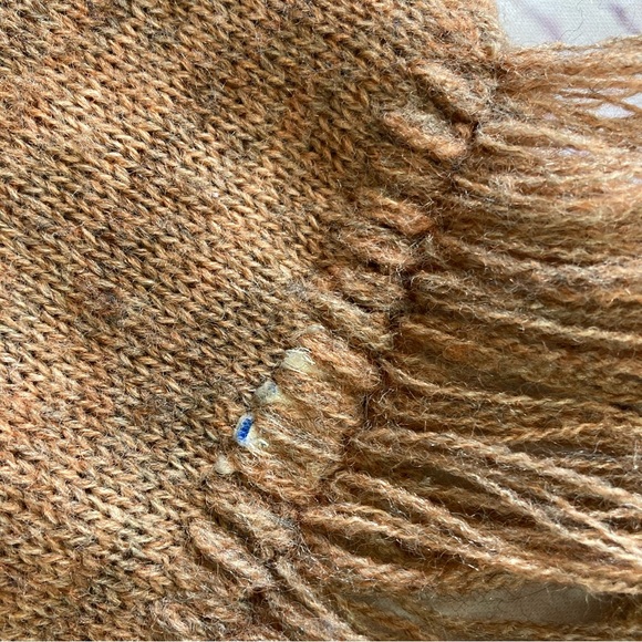 Vintage USA Union Made Scarf Wool? Blend Fringe Brown Striped 8X60” Winter - Picture 3 of 6